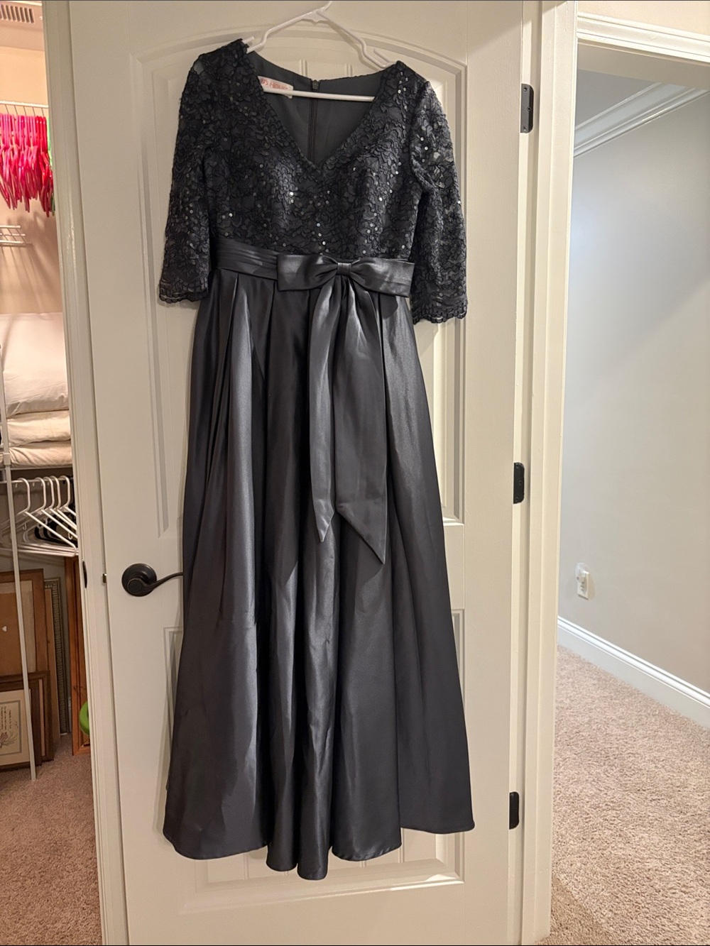 JJs House Dark Gray Sequin Lace Dress